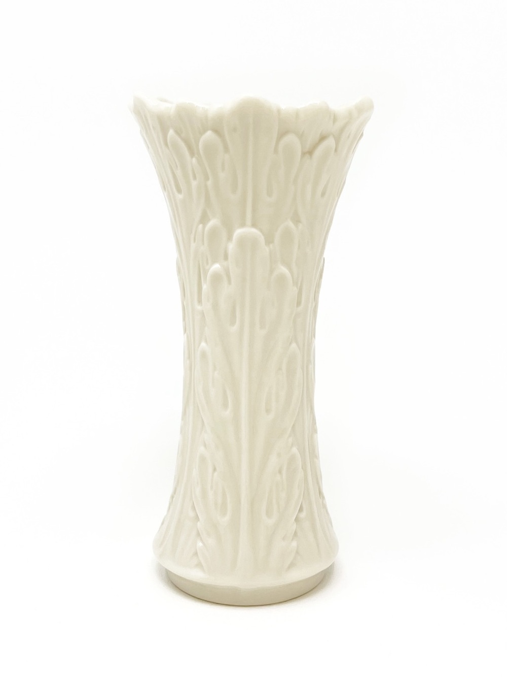 Vintage Lenox Woodland Collection Vase 6” Ivory Porcelain Embossed Leaf EUC